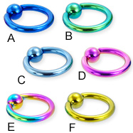Titanium Anodized Captive Bead Ring, 10 Ga