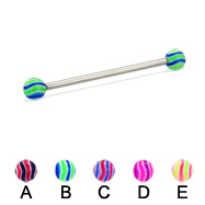 Long barbell (industrial barbell) with wave balls, 12 ga