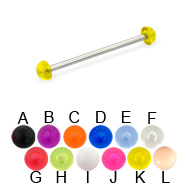 Long Barbell (Industrial Barbell) with Acrylic Half Balls, 12 Ga