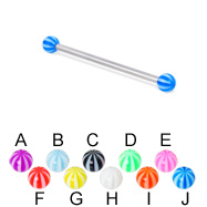 Long barbell (industrial barbell) with beach balls, 12 ga