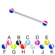 Long barbell (industrial barbell) with striped balls, 14 ga