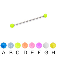 Long barbell (industrial barbell) with glow-in-the-dark balls, 16 ga