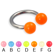 Glow-in-the-dark ball titanium horseshoe ring, 12 ga