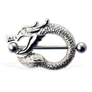 Nipple Ring with Dragon, 14 Ga