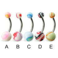 Acrylic marble ball belly button ring