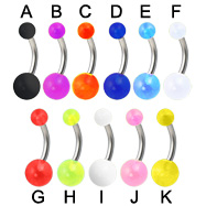 Acrylic UV ball customizable belly button ring, 12 ga