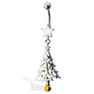 Christmas Tree Belly Button Ring