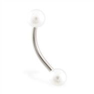 Simulated white pearl eyebrow ring, 16 ga