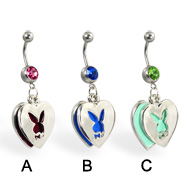 Double Pendant Playboy Belly Button Ring