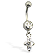 Crystal Cross Belly Button Ring