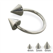 Titanium cone horseshoe barbell, 14 ga