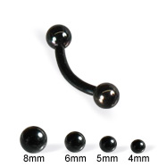 Black curved barbell with balls, 14 ga