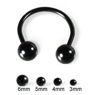 Black circular barbell with balls, 16 ga