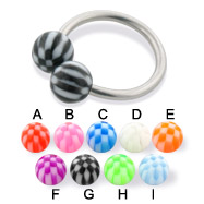 Checkered ball circular barbell, 14 ga