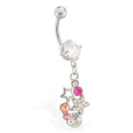 Belly ring with star and gem dangle
