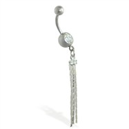 Belly ring with chain dangle