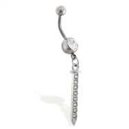 Navel Ring with Dangling Jeweled Dagger
