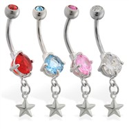 Double Jewelry Belly Ring with Small Dangling Star