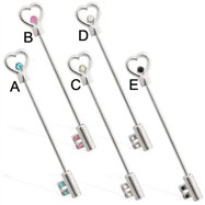 Steel heart key industrial straight barbell, 14 ga