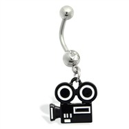 Belly Ring with dangling hollywood movie camera