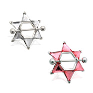 Pair of Jeweled star nipple shields, 14 ga