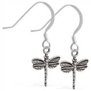 Sterling Silver Earrings with dangling dragonfly