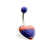 Heart Belly Ring with American Flag Print