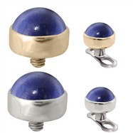 14K Gold Internally Threaded Dermal Top Ball with 4mm Lab Created Sapphire Cabochon