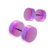 Pair of fake metalic purple plugs, 16GA