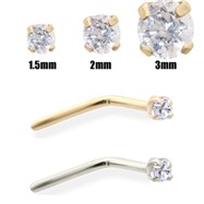 14K Gold Clear Diamond Nose Pin