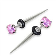 Fake Tapers with pink gem