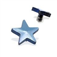 Internally Threaded Titanium Star Dermal Top, 14GA, 4mm, Light Blue