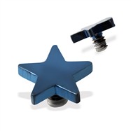 Internally Threaded Titanium Star Dermal Top, 14GA, 4mm, Blue
