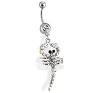 Steel Multi Paved Scorpion Dangling Belly Ring