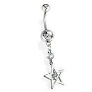 Hollow Star Belly Ring, clear