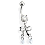 Belly Ring with Dangling Bow