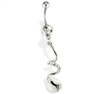 Shooting Star Belly Ring with Moon
