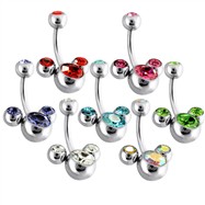 Belly Ring with Triple Bubble Gems