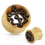 Pair Of Carved Out Anchor Inlayed Organic Wood Saddle Fit Tunnels