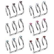 Surgical Steel Fake Cartilage 'Clip-On' Triple Closure Ring with Gems