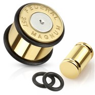 Pair Of Bullet Gold IP 316L Surgical Steel Plugs with O-Rings