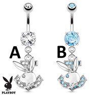 Playboy Bunny with Paved Gemmed Anchor Dangle Steel Navel Ring