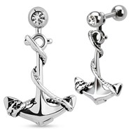 Anchor Dangle Surgical Steel Tragus/Cartilage Barbell