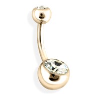 Rose Gold Tone Double Gemmed Belly Ring