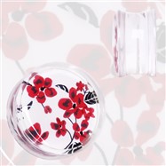 Pair Of Clear Acrylic Red And White Floral Print Saddle Plugs
