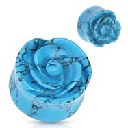 Pair Of TurquoiseHand-Carved Rose Plugs