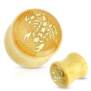 Pair Of Golden Scorpion Enamel Inlay Organic Bamboo Saddle Fit Plugs