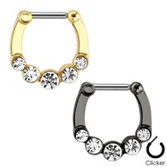 Five Gems Ion Plated Surgical Steel Bar Septum Clicker