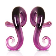 Pair Of Purple Pyrex Glass Tapers with Spiral Tail