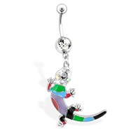 Fancy Multi Colored Lizard Belly Ring with Clear & AB Gems
